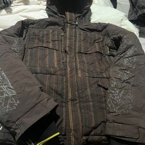 Men's Section  Brown Hooded Winter Jacket Size L